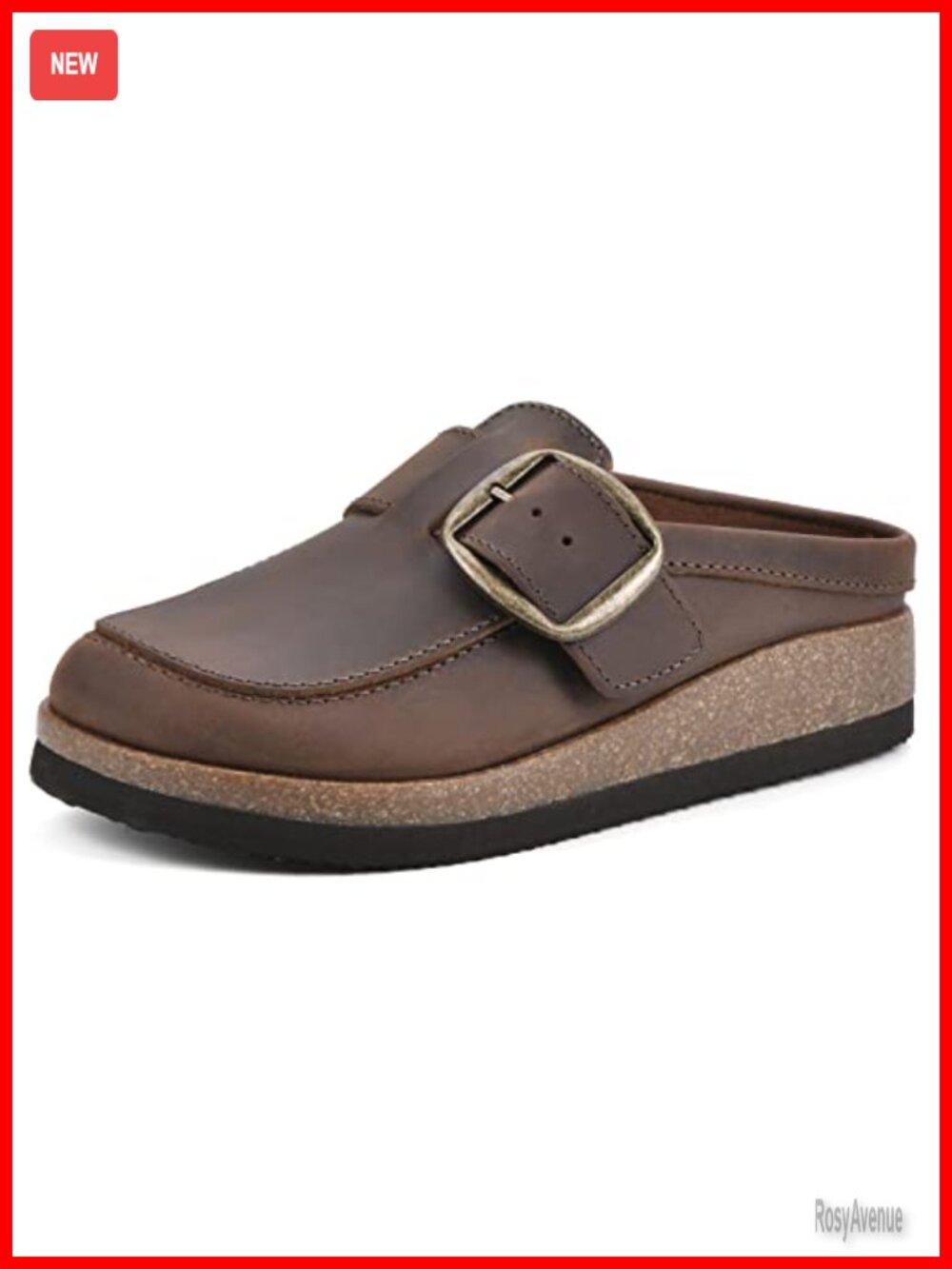 White Mountain Bueno Leather Mule with Buckle and Cork Footbed - Picture 1 of 6